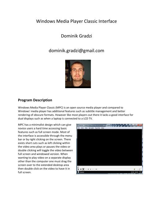 Windows Media Player Classic Interface Dominik Gradzi ... - Courses