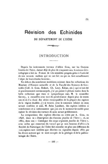Révision des Echinides - Revue de géologie alpine