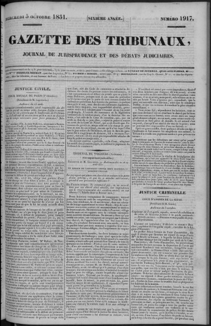 GAZETTE DES TRIBUNAUX,