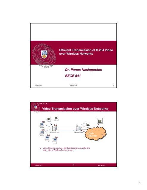 Dr. Panos Nasiopoulos EECE 541 - Courses