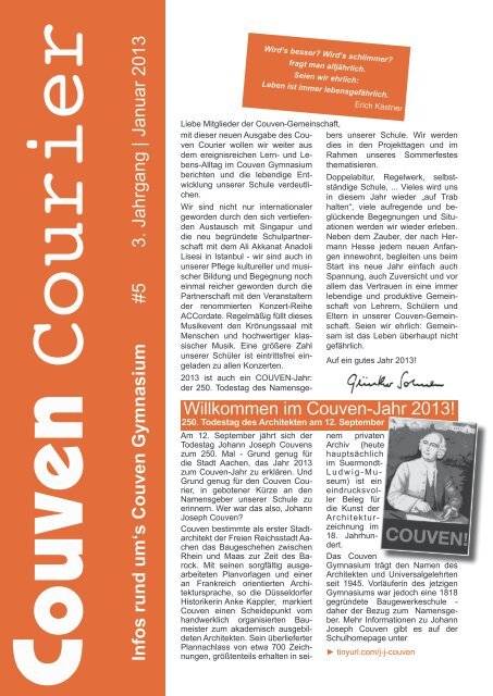 Couven Courier 1/2013 - Couven-Gymnasium Aachen
