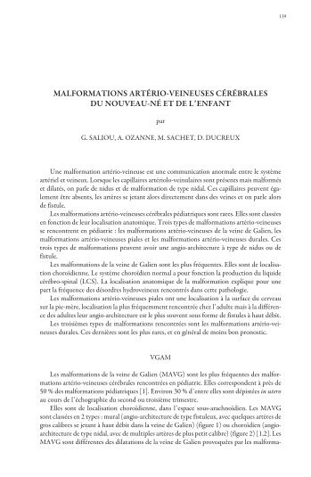 malformations artério-veineuses cérébrales du nouveau-né et ... - JPP