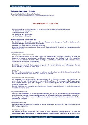 Polycopi du Cours Echocardiographie Doppler - Cerimes