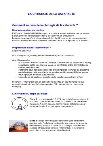 Télécharger la brochure sur la cataracte - centre IENA VISION