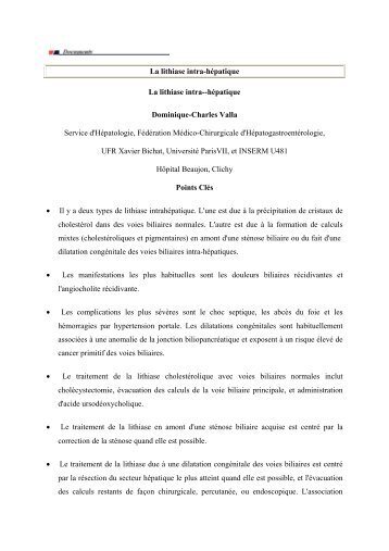 La lithiase intra-hépatique - Afef