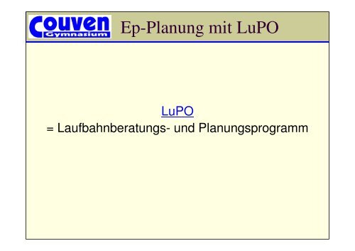 (G8): Einführung Oberstufe - Couven-Gymnasium Aachen