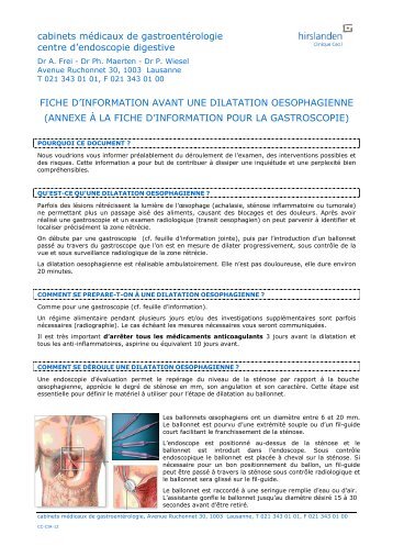 FICHE D'INFORMATION AVANT UNE DILATATION ... - Fr.docvadis.ch