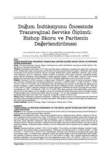 PDF Versiyon - Perinatoloji Dergisi