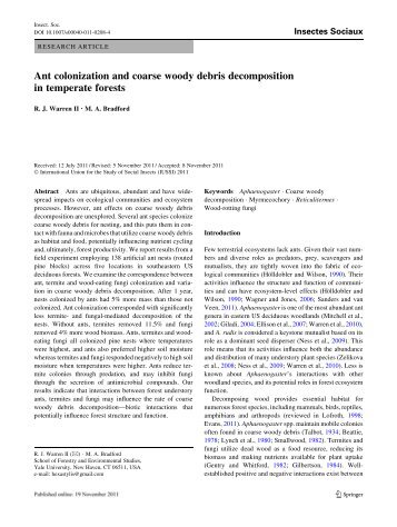 Ant colonization and coarse woody debris decomposition in ...