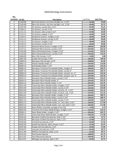 Ophthalmology Inst. Inventory.Price List.xlsx