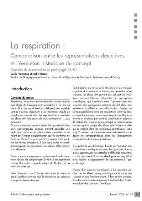 La respiration : Comparaison entre les représentations ... - Restode