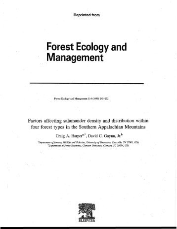 Factors affecting salamander density and distribution with forst types ...