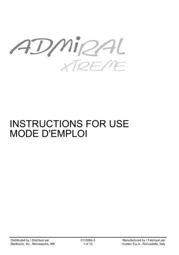 instructions for use mode d'emploi - Peripheral Endovascular