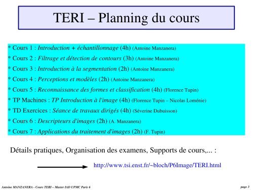 TERI : Traitement et reconnaissance d'images - Ensta