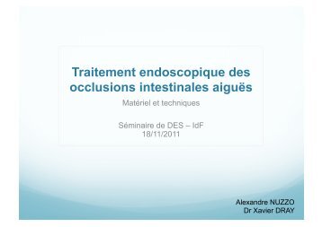 Traitement endoscopique des occlusions intestinales ... - Hepato Web