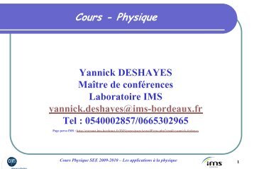 I – Principes de l'Electrostatique - IMS