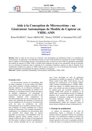 un Générateur Automatique de Modèle de Capteur en VHDL-AMS