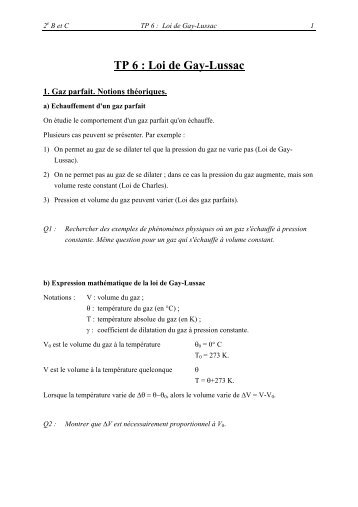 TP 6 : Loi de Gay-Lussac