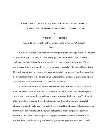 Rainfall-runoff relationships for small - University of Georgia