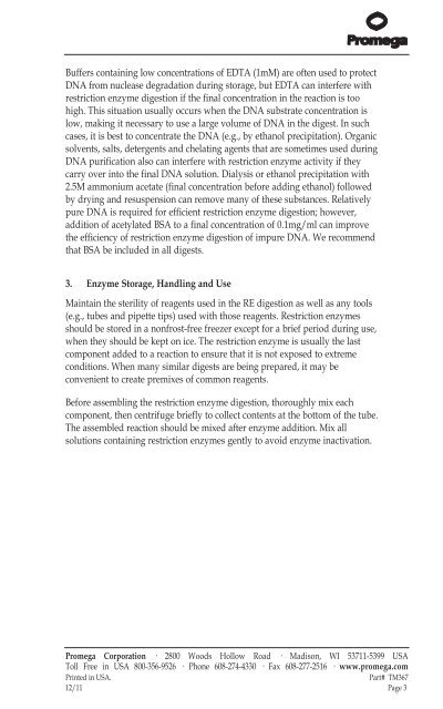 Assembly of Restriction Enzyme Digestions - Promega