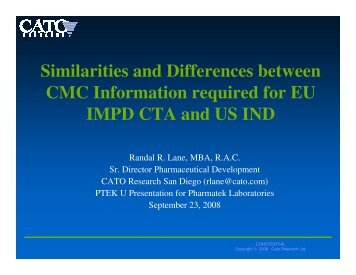 Similarities and Differences between CMC Information required for ...