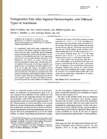 Postoperative Pain After Inguinal Herniorrhaphy with Different Types ...