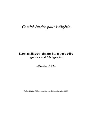 Les milices dans la nouvelle guerre d'Algérie - Tribunal permanent ...