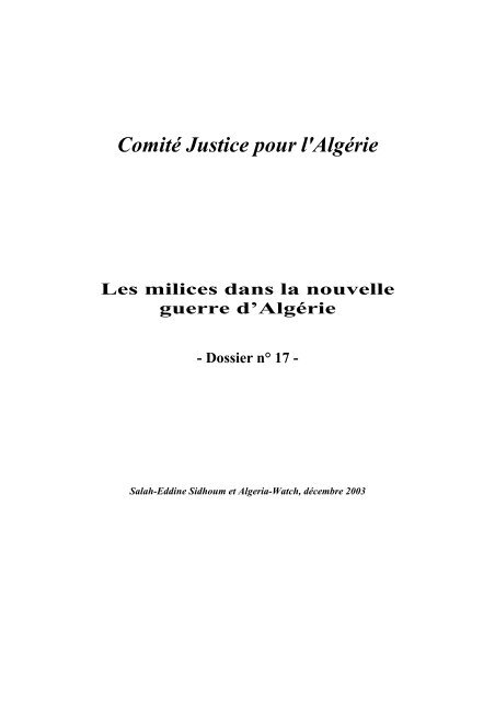 Les milices dans la nouvelle guerre d'Algérie - Tribunal permanent ...