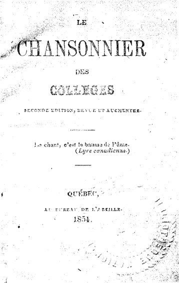 Le Chansonnier des colléges