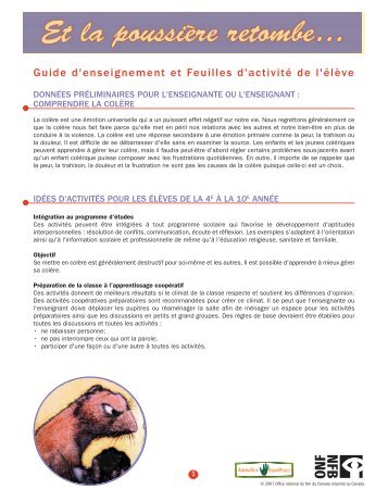 Guide d'enseignement et Feuilles d'activité de l'élève