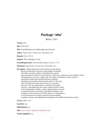 Package 'abn' - The Comprehensive R Archive Network
