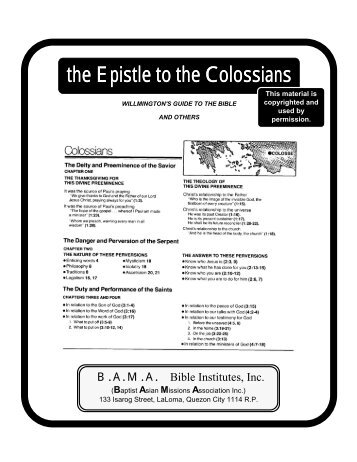 the Epistle to the Colossians Colossians - Bama4u.org