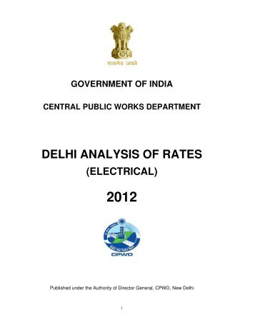 DELHI ANALYSIS OF RATES - CPWD