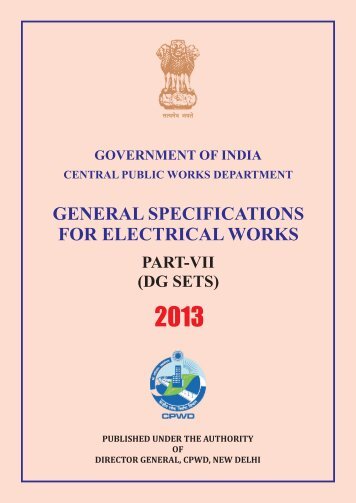 CPWD General Specifications for Electrical Works Part VII D.G. Sets