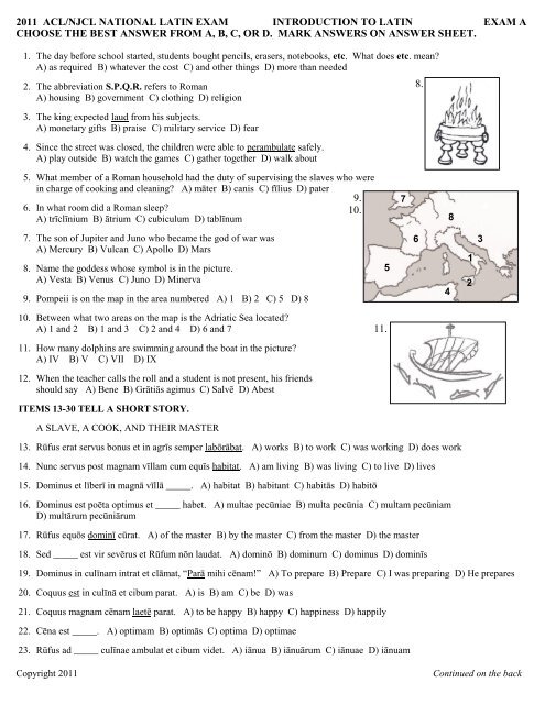 2011 Intro Latin Exam - The National Latin Exam