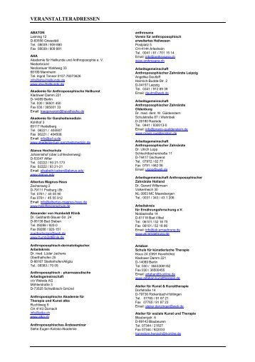 Veranstalteradressen - Gesellschaft Anthroposophischer Ärzte in ...