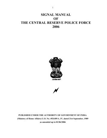 CRPF Signal Manual - Central Reserve Police Force