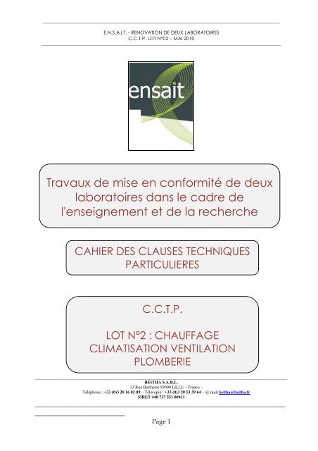 Lot no02 Chauffage Ventilation.pdf - Marches Publics - Ensait