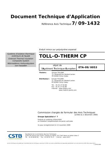 Document Technique d'Application TOLL-O-THERM CP - Tollens ...