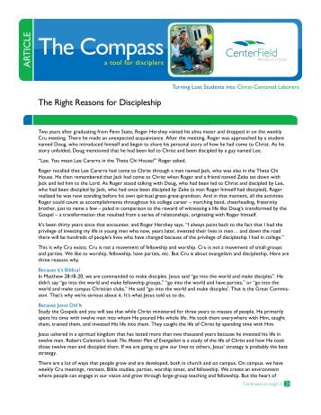Right Reasons for Discipleship - Cru Press Green