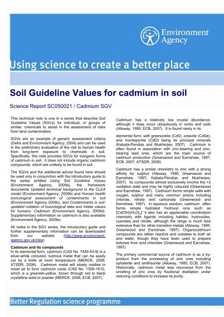 Soil Guideline Values for cadmium in soil (PDF, 188 KB)