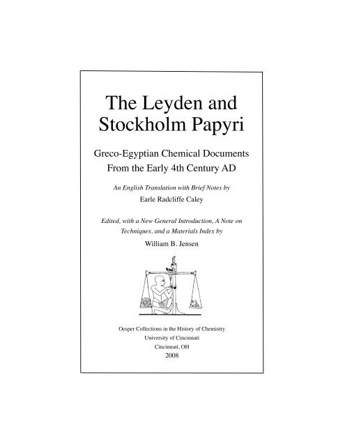 The Leyden and Stockholm Papyri - University of Cincinnati