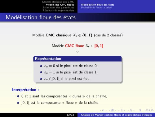 Chaînes de Markov Cachées Floues et ... - Institut Fresnel