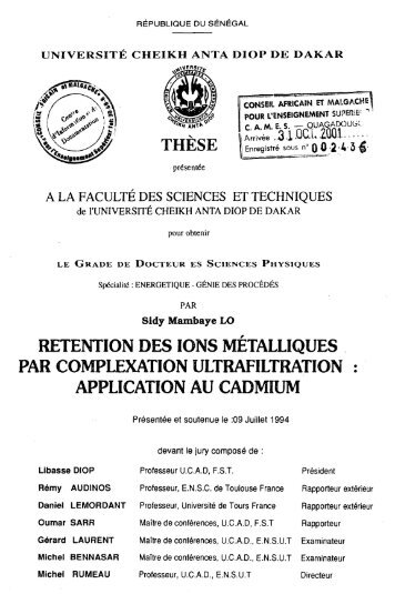 retention des ions métalliques par complexation ultrafiltration ...