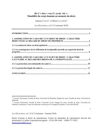 Téléchargement du texte en PDF - Lex Electronica