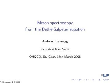 Meson spectroscopy [0.5ex] from the Bethe-Salpeter equation