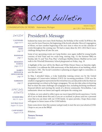 COM bulletin - Congregation of Moses