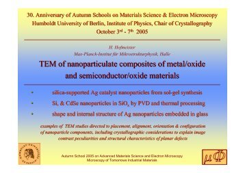 TEM of nanoparticulate composites of metal/oxide and ...