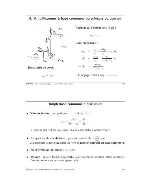 Chapitre 5 : Amplificateurs `a faibles signaux `a ... - Montefiore
