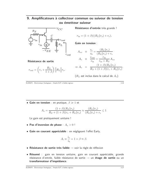 Chapitre 5 : Amplificateurs `a faibles signaux `a ... - Montefiore